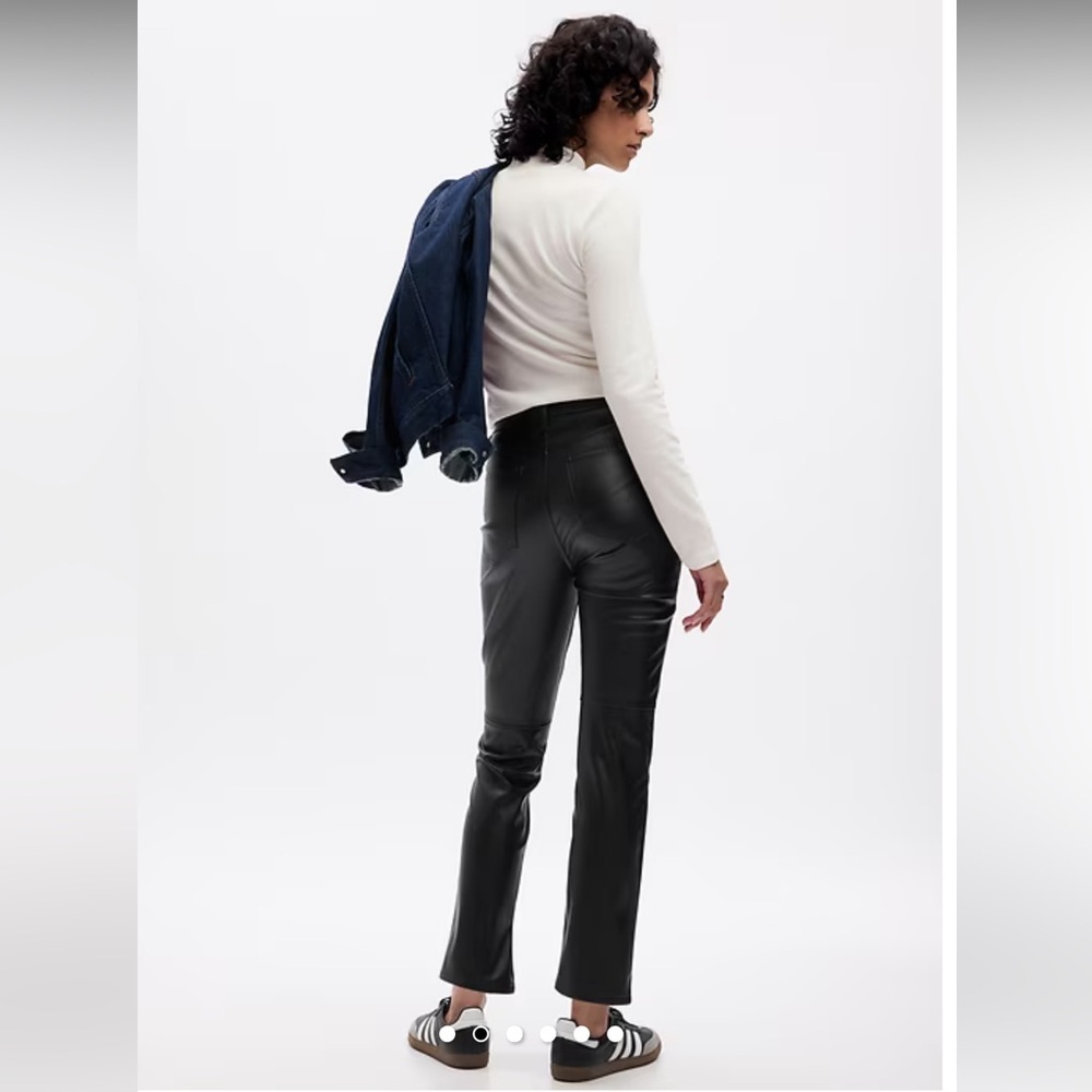 GAP Black High Rise Vegan Leather Vintage Slim Pants sz 14 - Picture 7 of 10